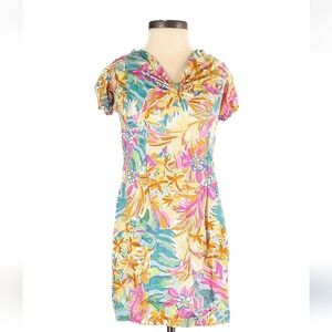 Nasty Gal Tropical Floral Knot Puff Sleeve Mini Dress, Yellow, UK 6/US 2